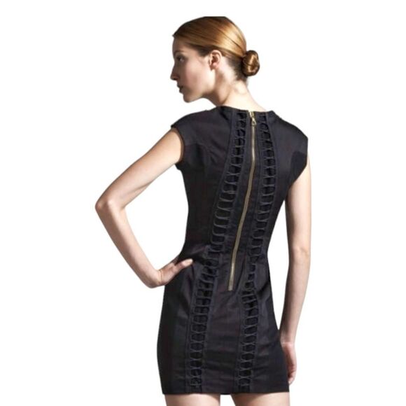 Rag & Bone Black Layla Contour Bodycon Ladder Back Mini Dress Size 6 Black - Picture 1 of 16
